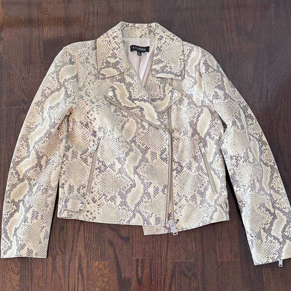 Intermix Snake Embossed Sara Leather Jacket NWOT
